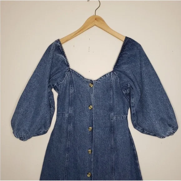 Denim Blue Button-Down Midi Dress - Picture 4 of 8
